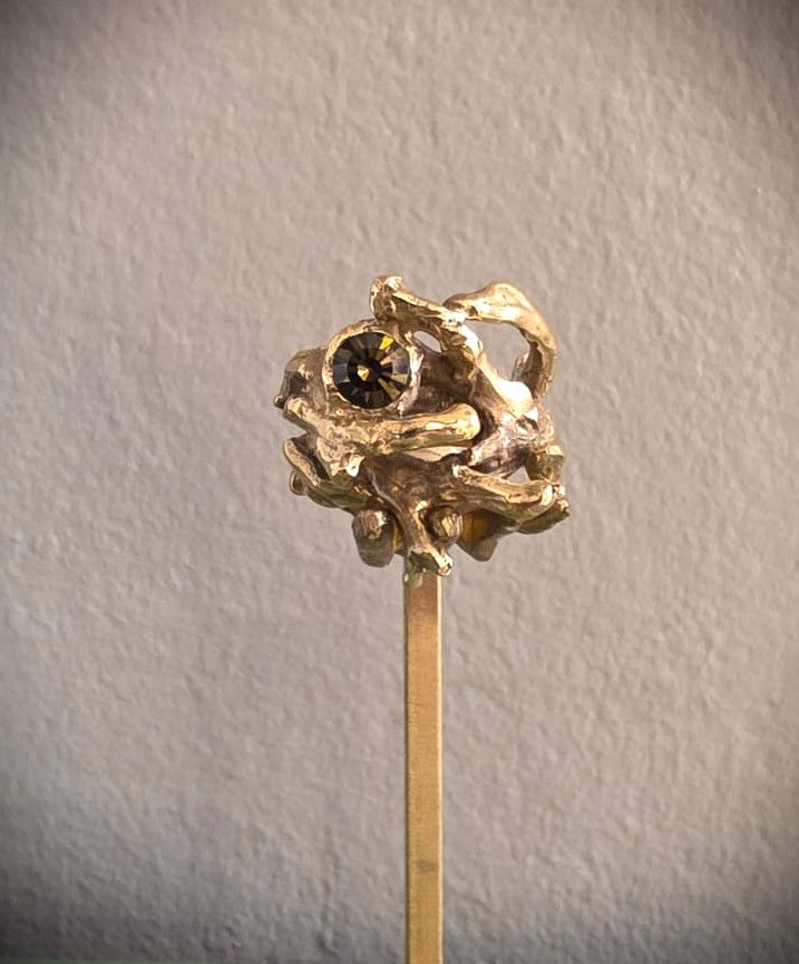 Anello "Nido" in bronzo giallo e zirconia brown