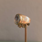 Anello in bronzo giallo e ametista verde