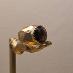 Anello in bronzo giallo e quarzo fumè