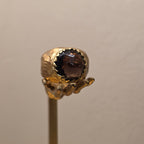 Anello in bronzo giallo e quarzo fumè