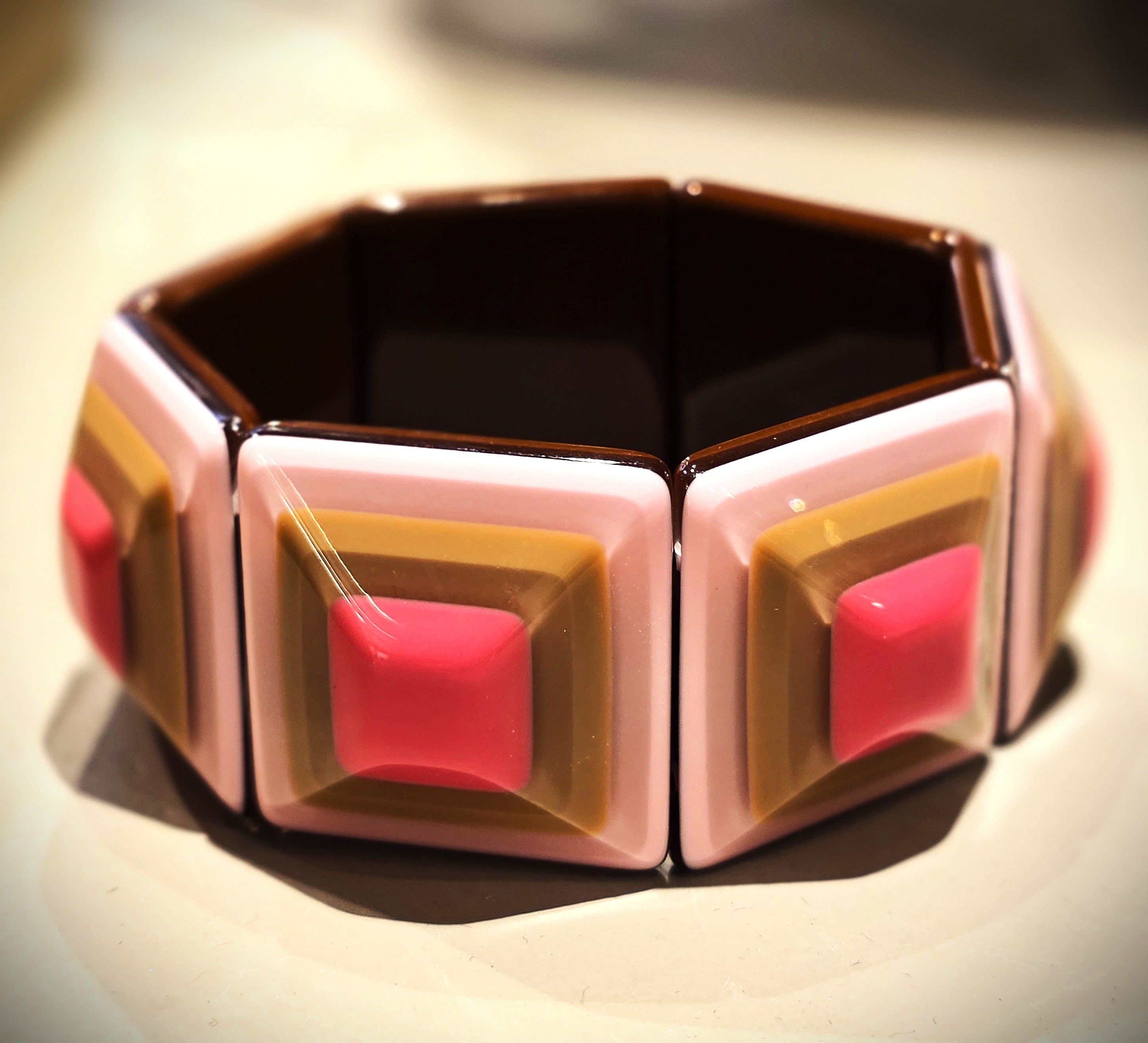 Bracciale in resina "Squared" rosa